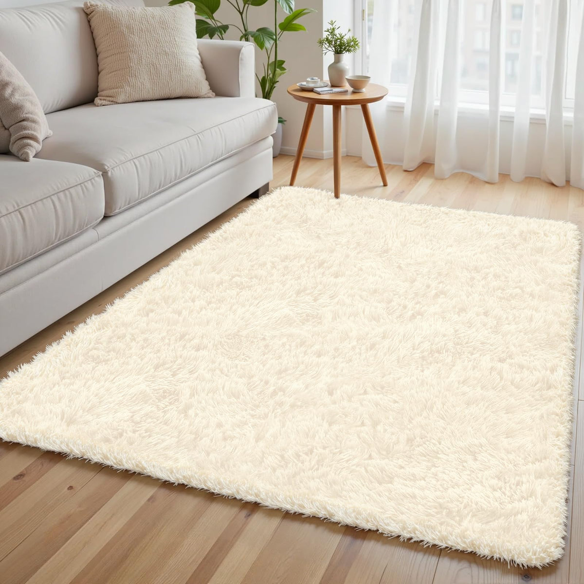 6x9 Black Fluffy Fuzzy Shag Area Rug for Living Room, Bedroom, Dorm Carpet
