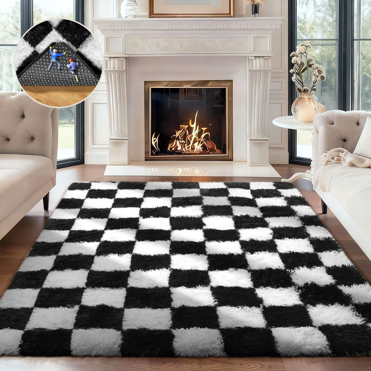 Ophanie 5x7 Area Rugs for Living Room Ivory, Fluffy Shag Large Fuzzy Plush Soft Rug, Shaggy Floor Big Carpets for Bedroom Nursery, Kids Home Decor Aesthetic with Over 99 pcs Pile fibers