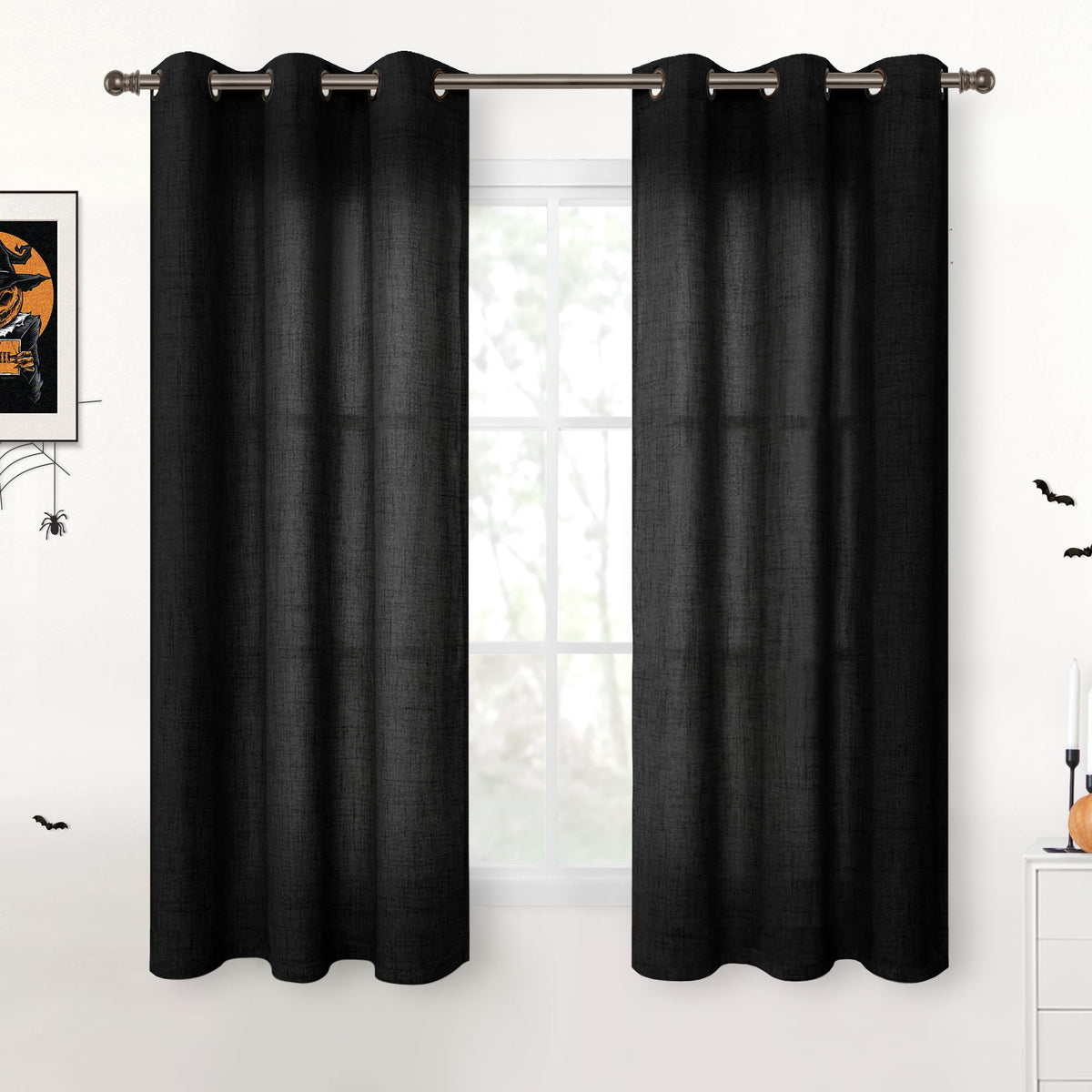 YoungsTex Linen Semi Sheer Curtains 63 Inch Length, Light Filtering Drapes