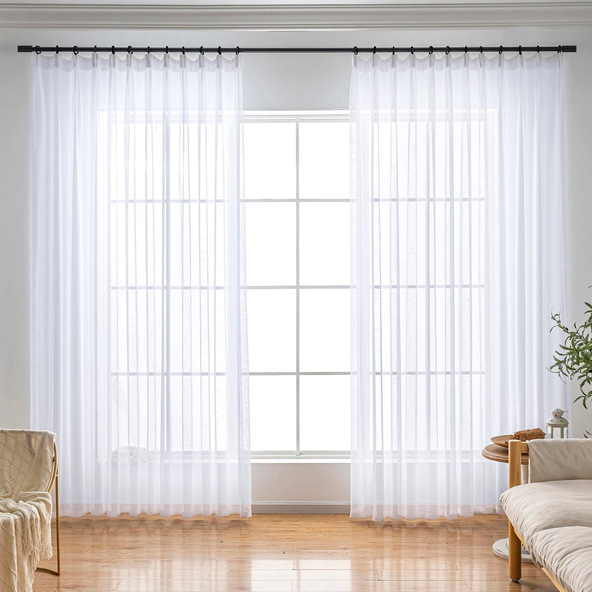 Off White Sheer Curtains 84 Inches Long Pinch Pleat Linen Textured Ceiling