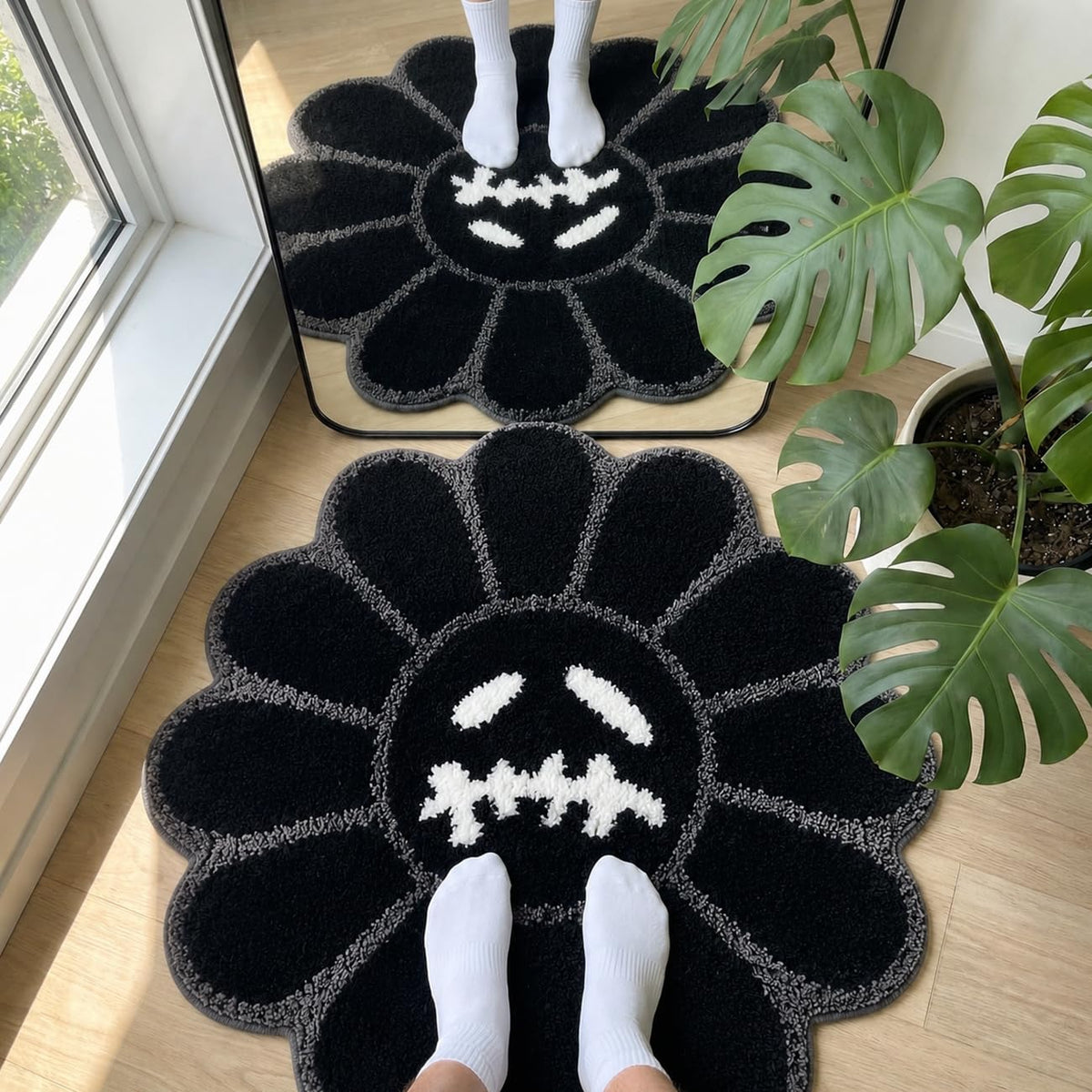 Trippy Happy Face Rug Cool Rugs Graphic Design Tufted Bathroom Rugs