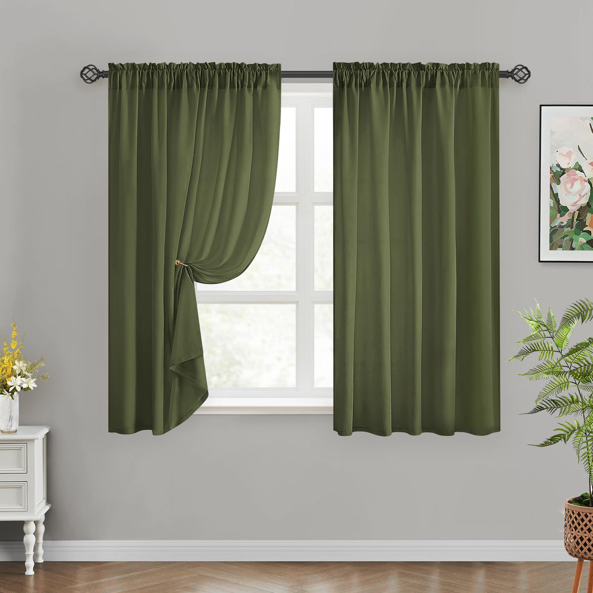 HOMEIDEAS Non-See-Through White Privacy Sheer Curtains, 52 X 96 Inches Long