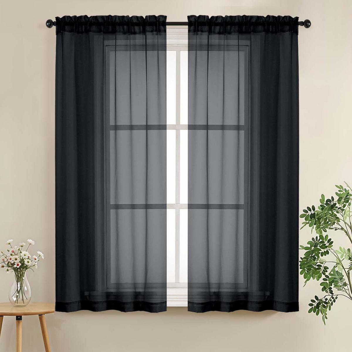 LIVEKID White Sheer Curtains 84 Inches Long 2 Panels - Light Filtering Breathable Voile Textured Sheer Curtains for Bedroom/Living Room, Rod Pocket Soft Elagant & Airy Solid Drapes, W42 x L84