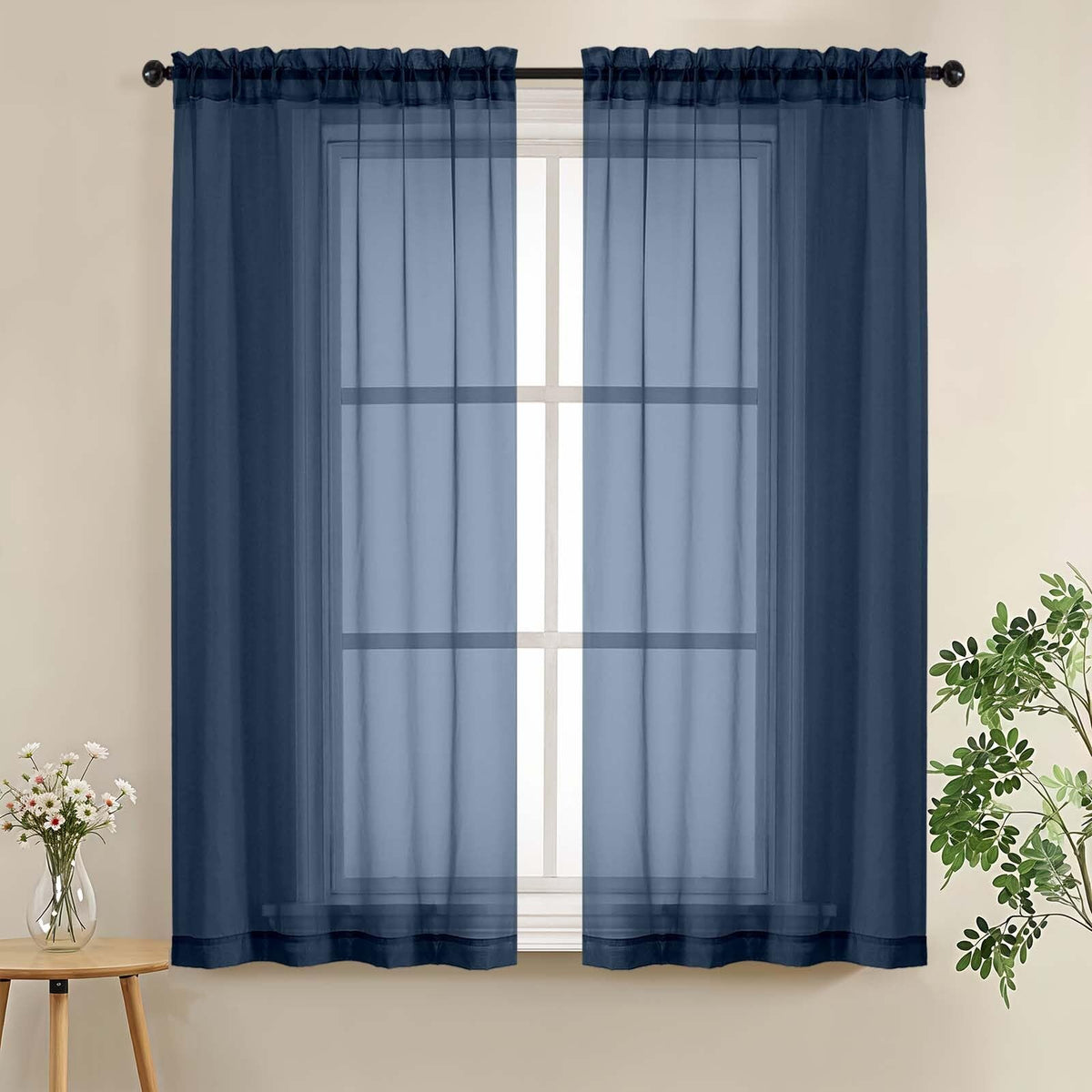 LIVEKID White Sheer Curtains 84 Inches Long 2 Panels - Light Filtering Breathable Voile Textured Sheer Curtains for Bedroom/Living Room, Rod Pocket Soft Elagant & Airy Solid Drapes, W42 x L84