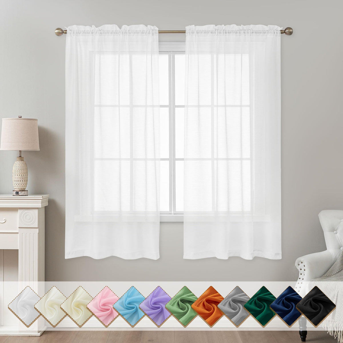 Natural Sheer Curtains 96 Inches Long Rod Pocket