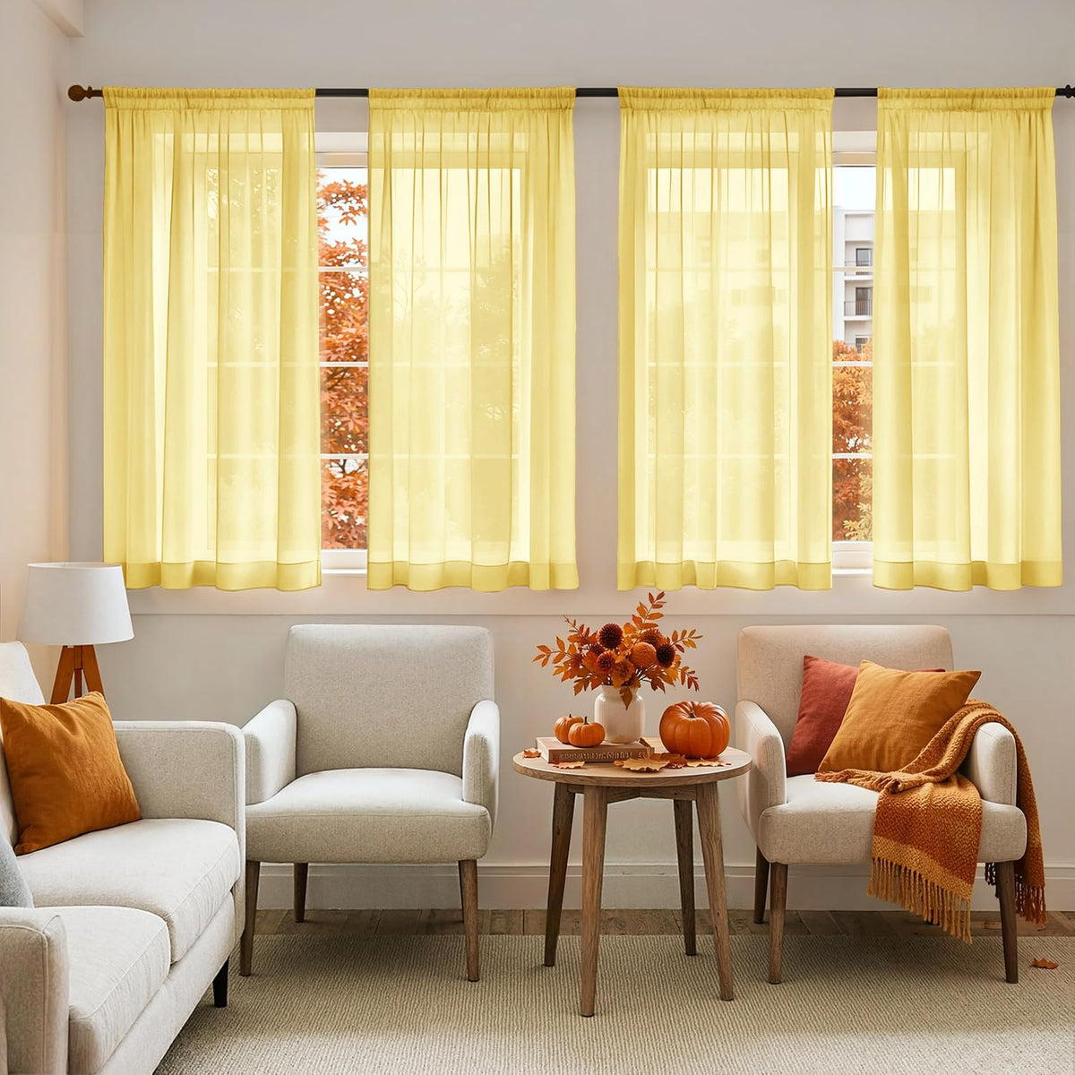 MIULEE White Sheer Curtains 84 Inches Long 4 Panels 42 x 84 Inches