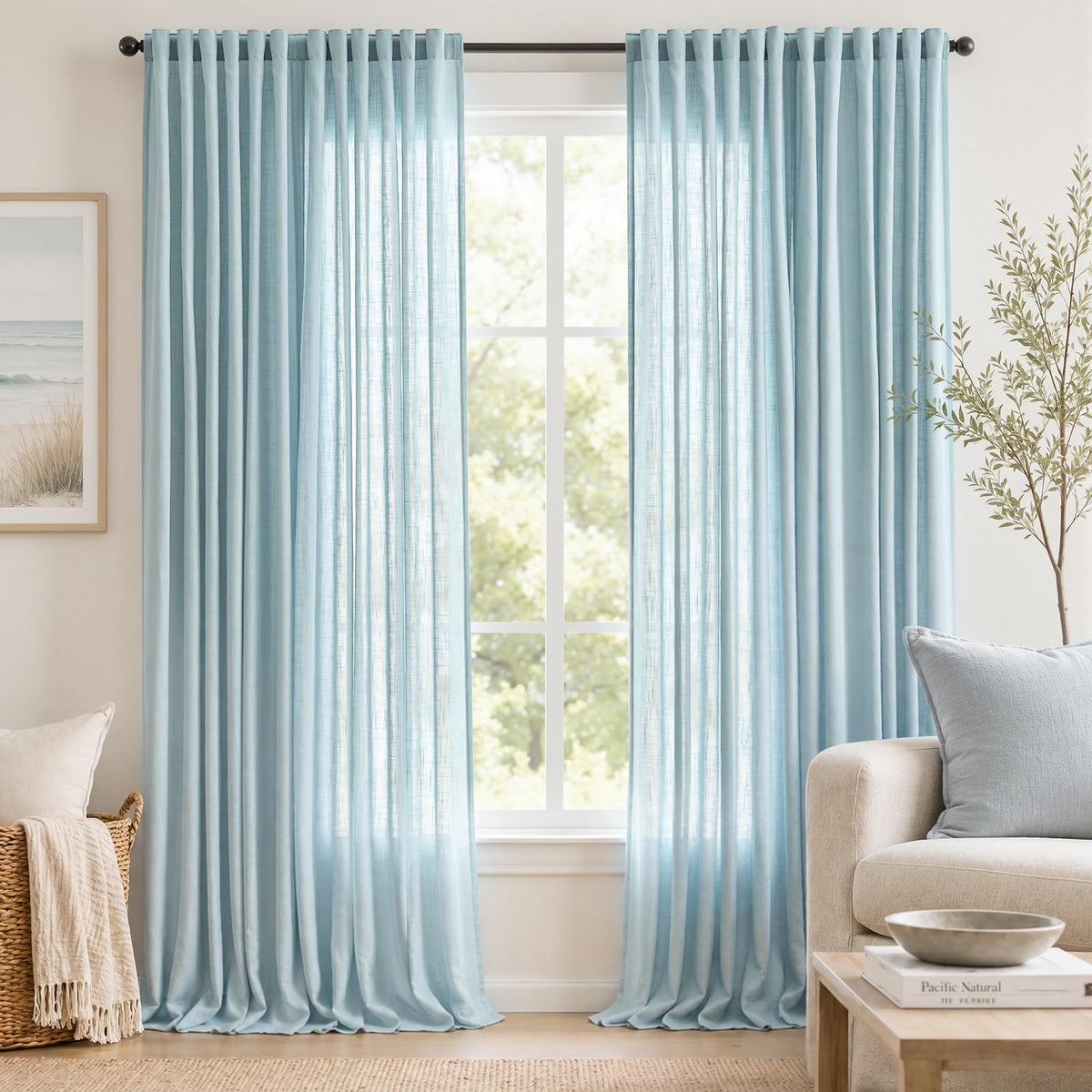 jinchan White Semi Sheer Curtains Light Filtering 84 Inches Long 2 Panels