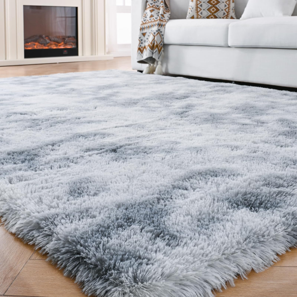 Fluffy Area Rug for Bedroom 5x7 Grey - Soft Shag Dorm Decor Carpet