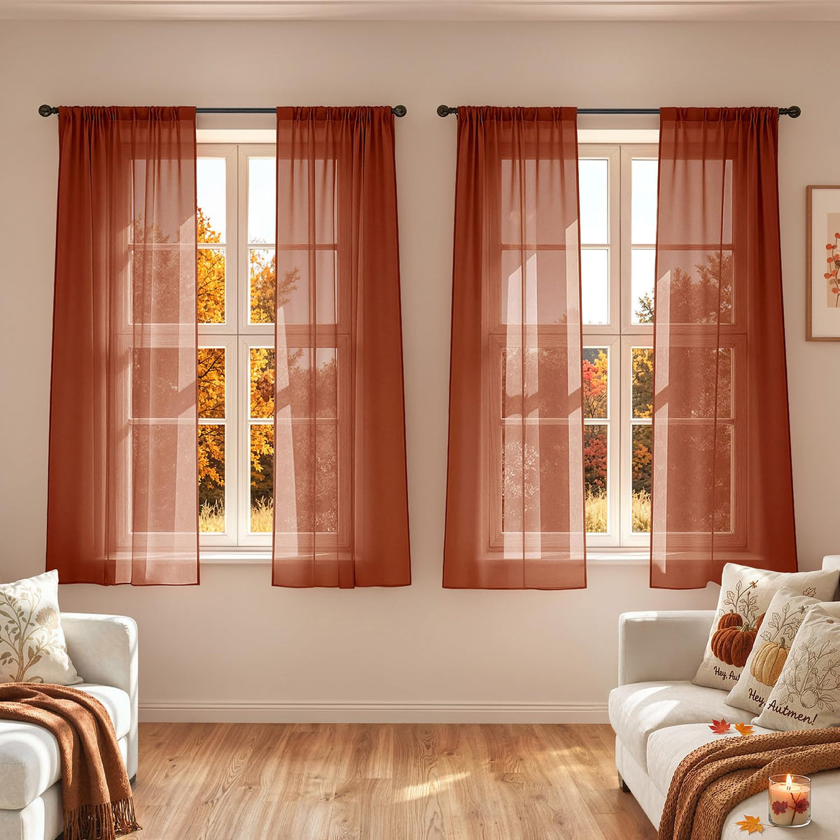 MIULEE White Sheer Curtains 84 Inches Long 4 Panels 42 x 84 Inches