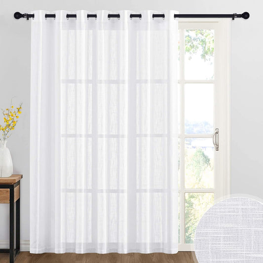 RYB HOME Sliding Patio Door Sheer Curtains, Extra Wide Room Divider Drape