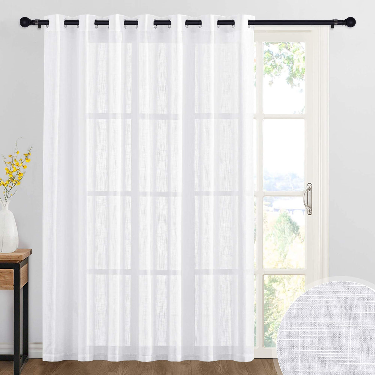 RYB HOME Sliding Patio Door Sheer Curtains, Extra Wide Room Divider Drape
