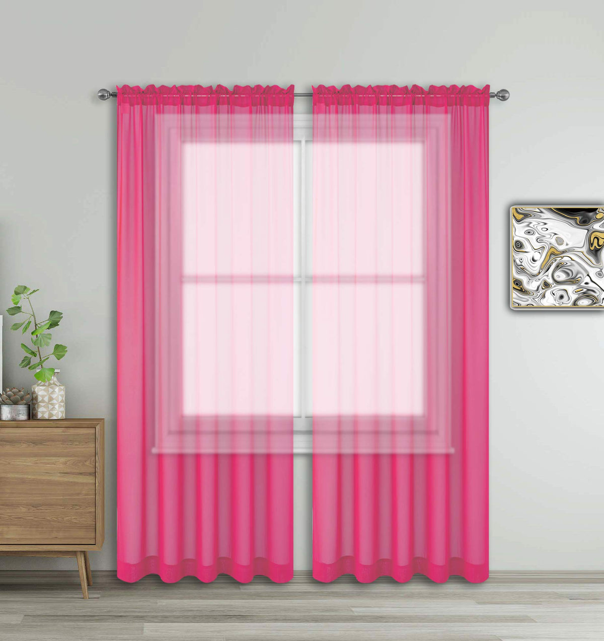 WPM Yellow Color Sheer Curtains 58" Wide x 84" Long 2 Panels Livingroom Window Treatment Rod Pocket Sheer Voile for Bedroom, Kitchen, Children Room Fully Stitched and Hemmed