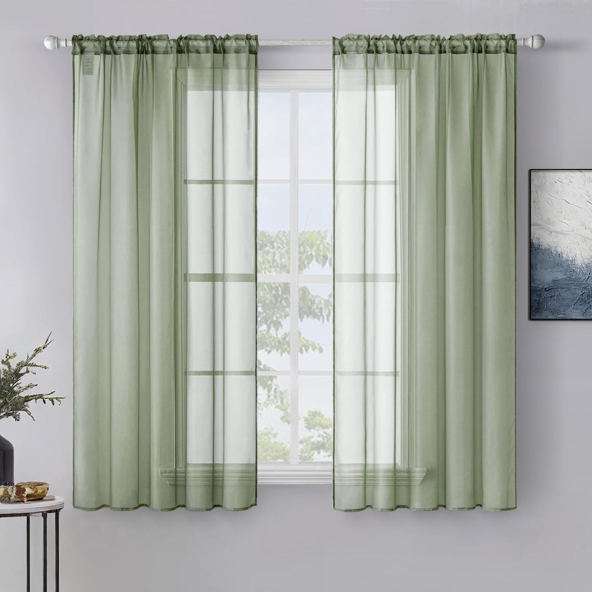 MIULEE 2 Panels White Sheer Curtains for Living Room 54 X 102 Inches