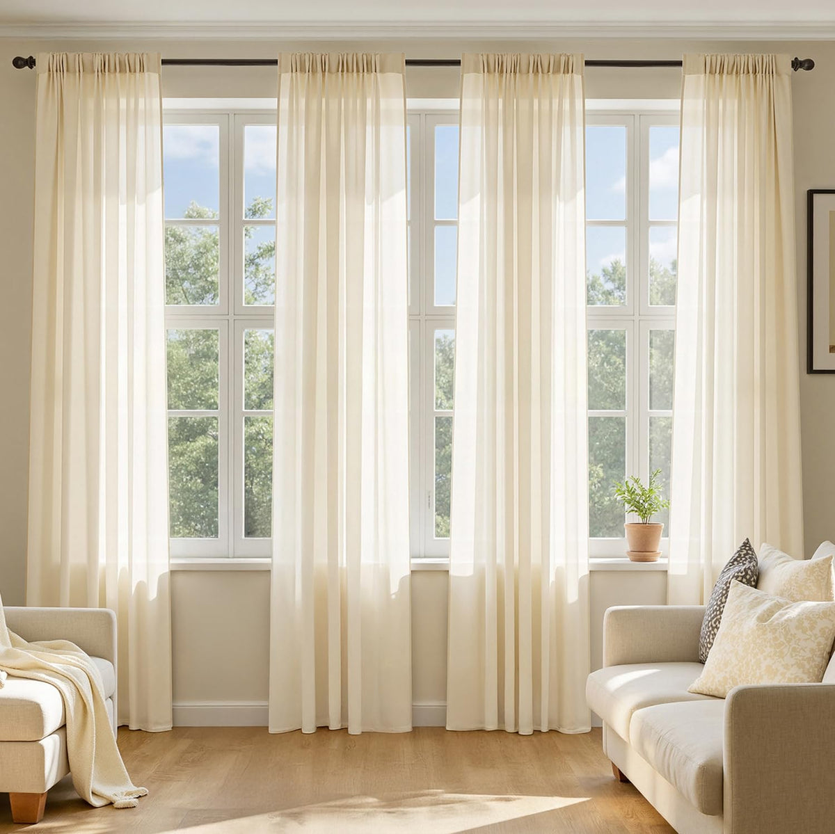 MIULEE White Sheer Curtains 84 Inches Long 4 Panels 42 x 84 Inches