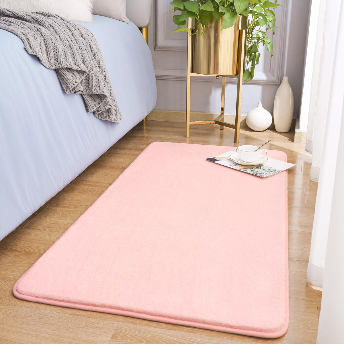 Amearea Modern Area Rugs for Bedroom Living Room, 4x6 Black Memory Foam Rug