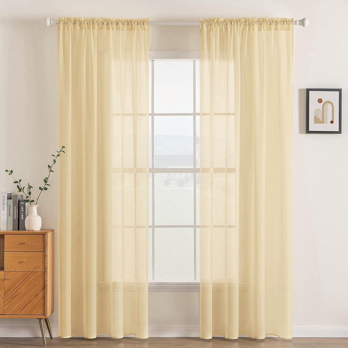 MIULEE 2 Panels White Sheer Curtains for Living Room 54 X 102 Inches