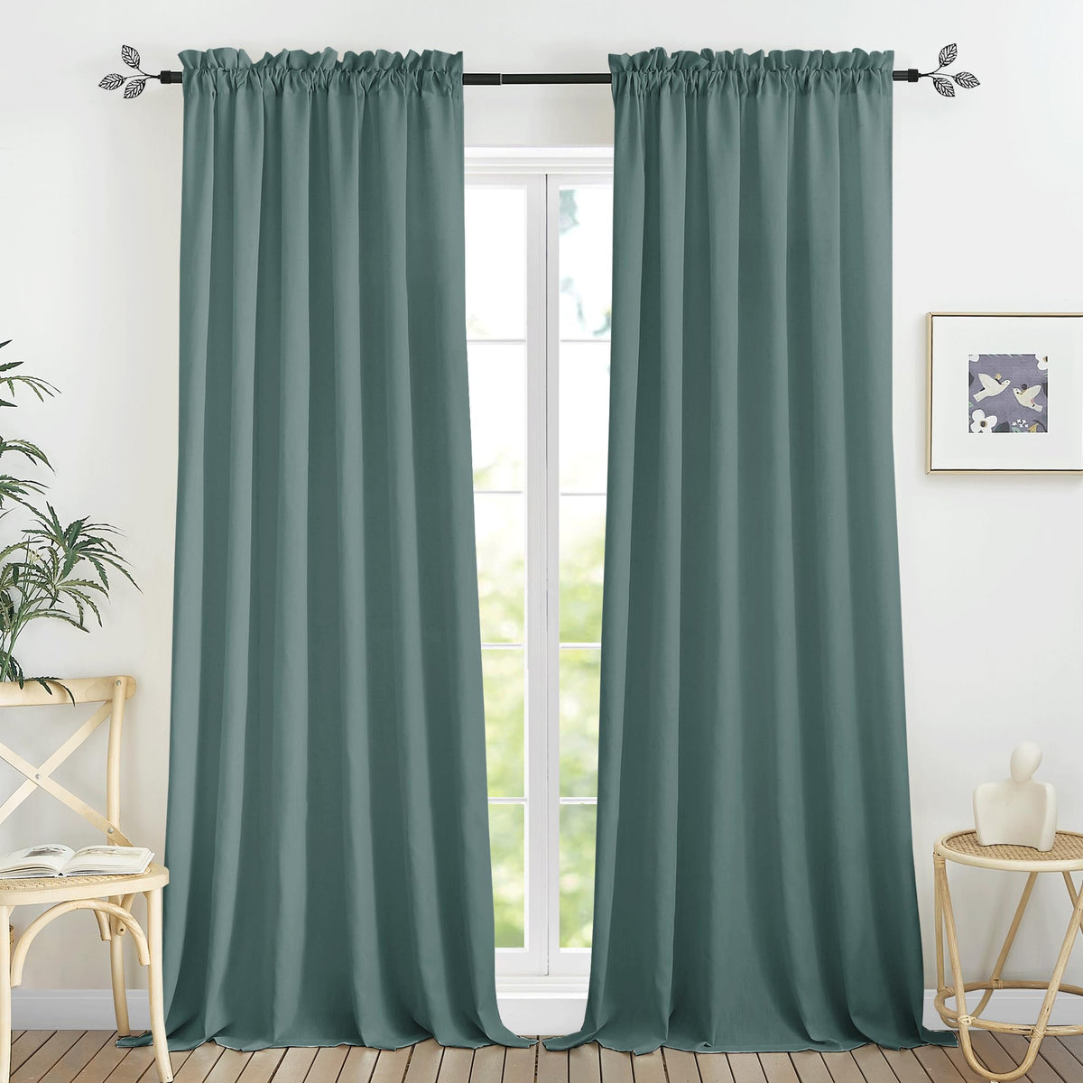 RYB HOME White Semi Sheer Curtains 84 inches Long for Living Room