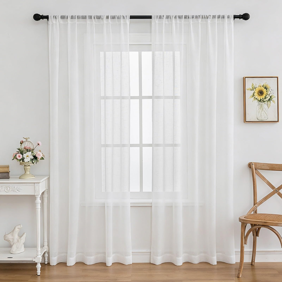 Off White Sheer Curtains 84 Inches Long Pinch Pleat Linen Textured Ceiling
