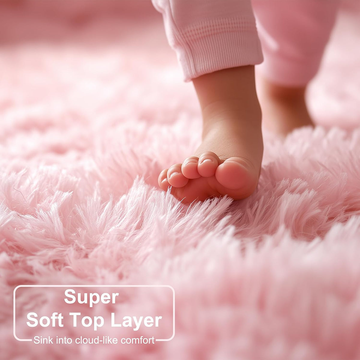 Amdrebio Pink Circle Round Fluffy Area Rug 4Ft for Girls Bedroom Kids Room