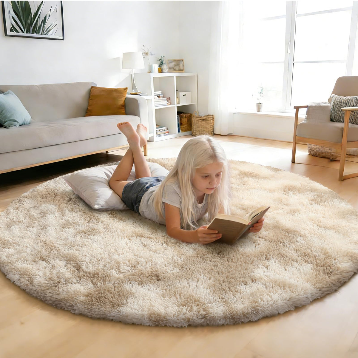 6x9 Black Fluffy Area Rug for Living Room,Large Shag Area Rugs for Bedroom