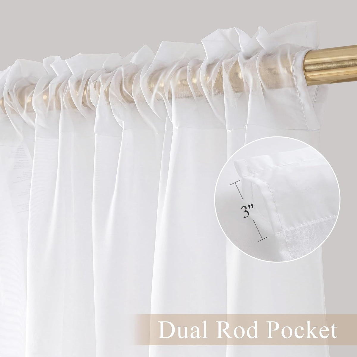 PONY DANCE 4 Panels White Sheer Curtains 90 Inches Long, W 42" x L 90"