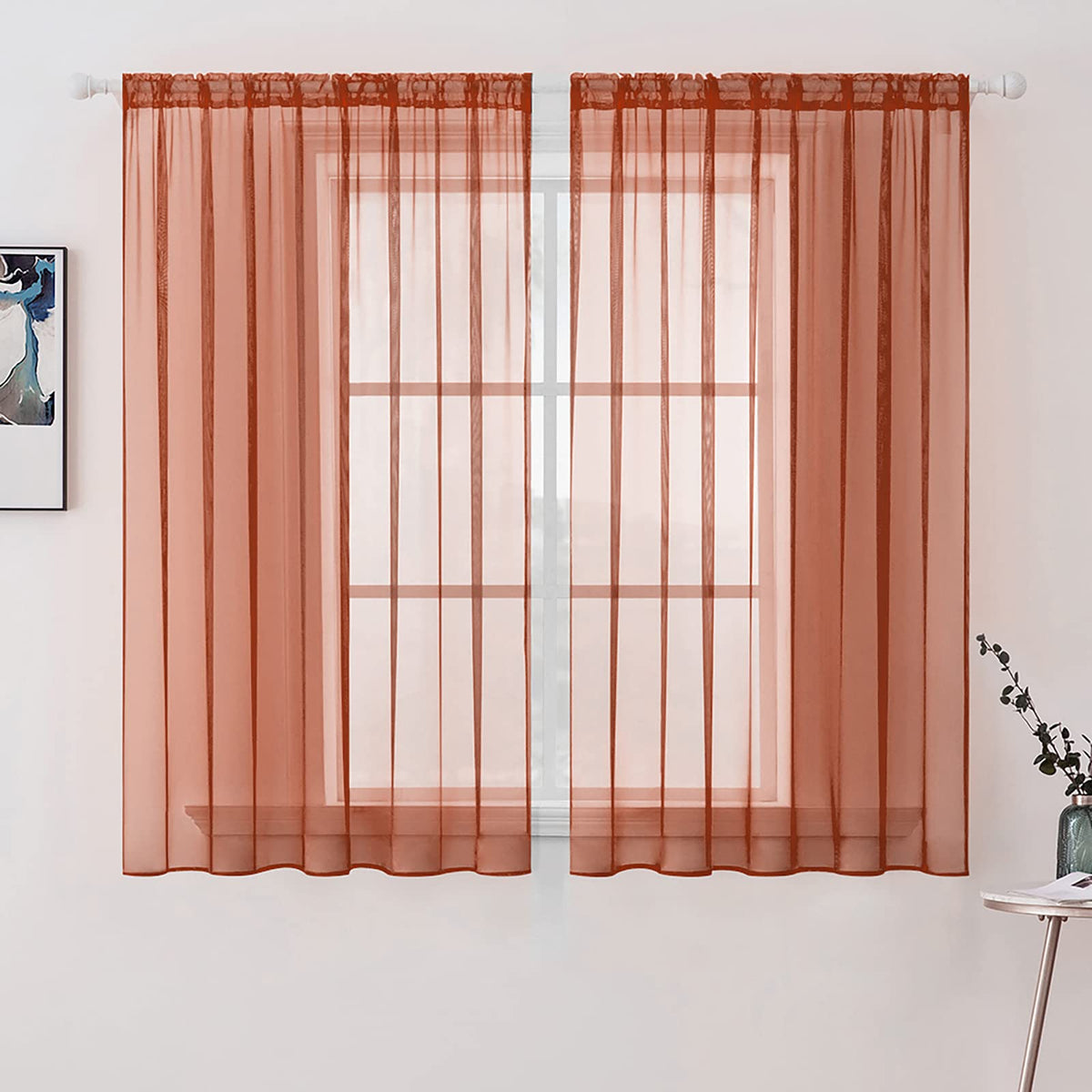 MIULEE 2 Panels White Sheer Curtains for Living Room 54 X 105 Inches