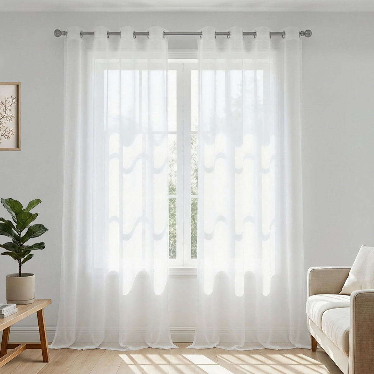 Mrs.Naturall Black Sheer Curtains 84 Inches Long for Living Room Set of 2 Panels Ring Grommet Window Curtain Panels for Bedroom 52x84 Inch Length
