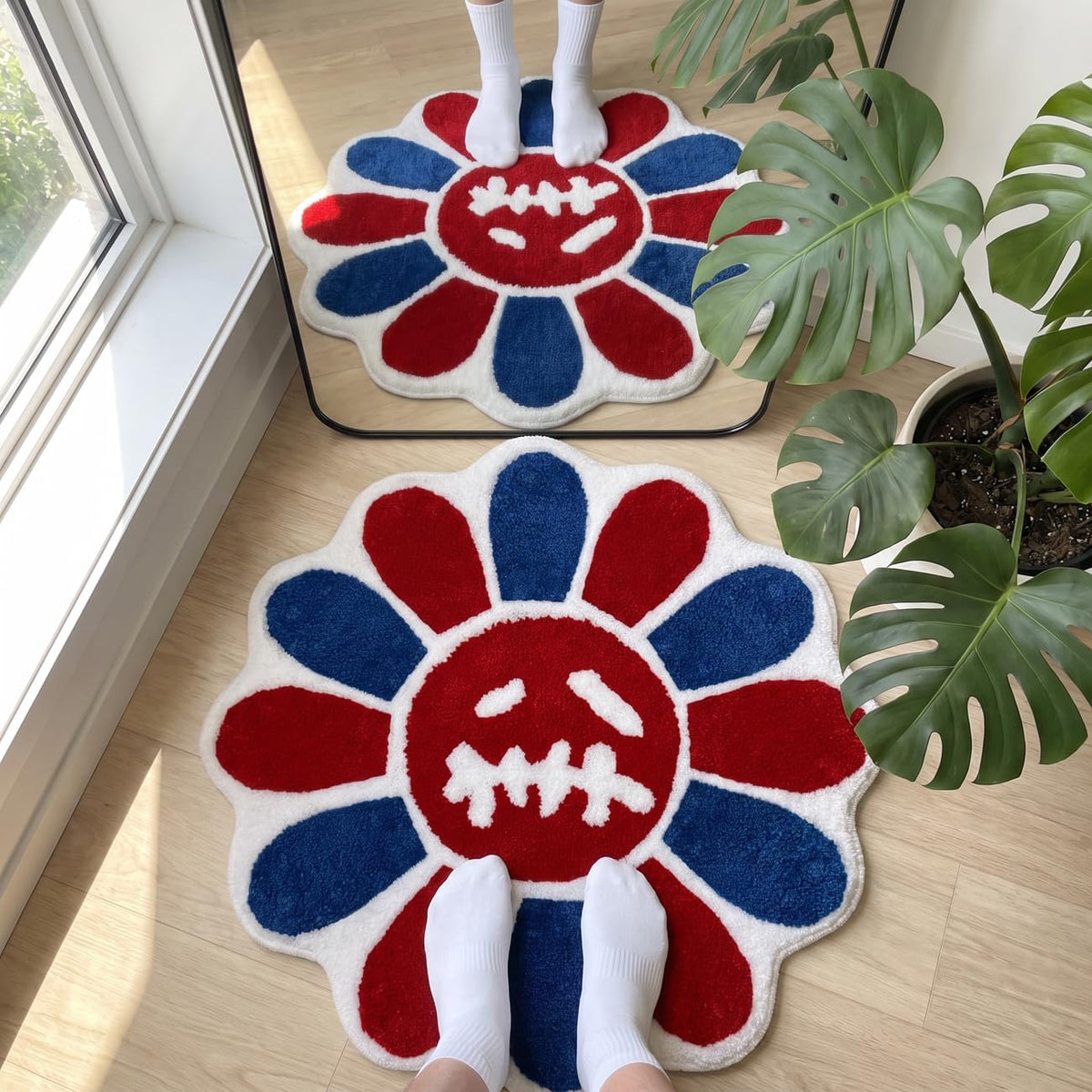 Trippy Happy Face Rug Cool Rugs Graphic Design Tufted Bathroom Rugs