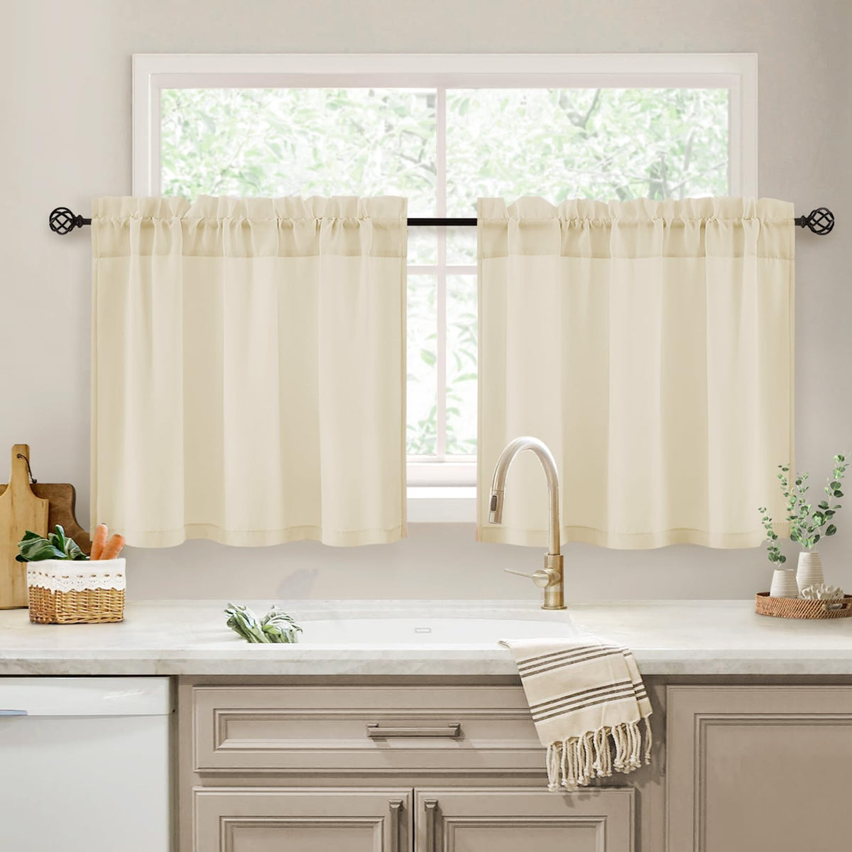 HOMEIDEAS Non-See-Through White Privacy Semi Sheer Curtains, 52 X 84 Inches