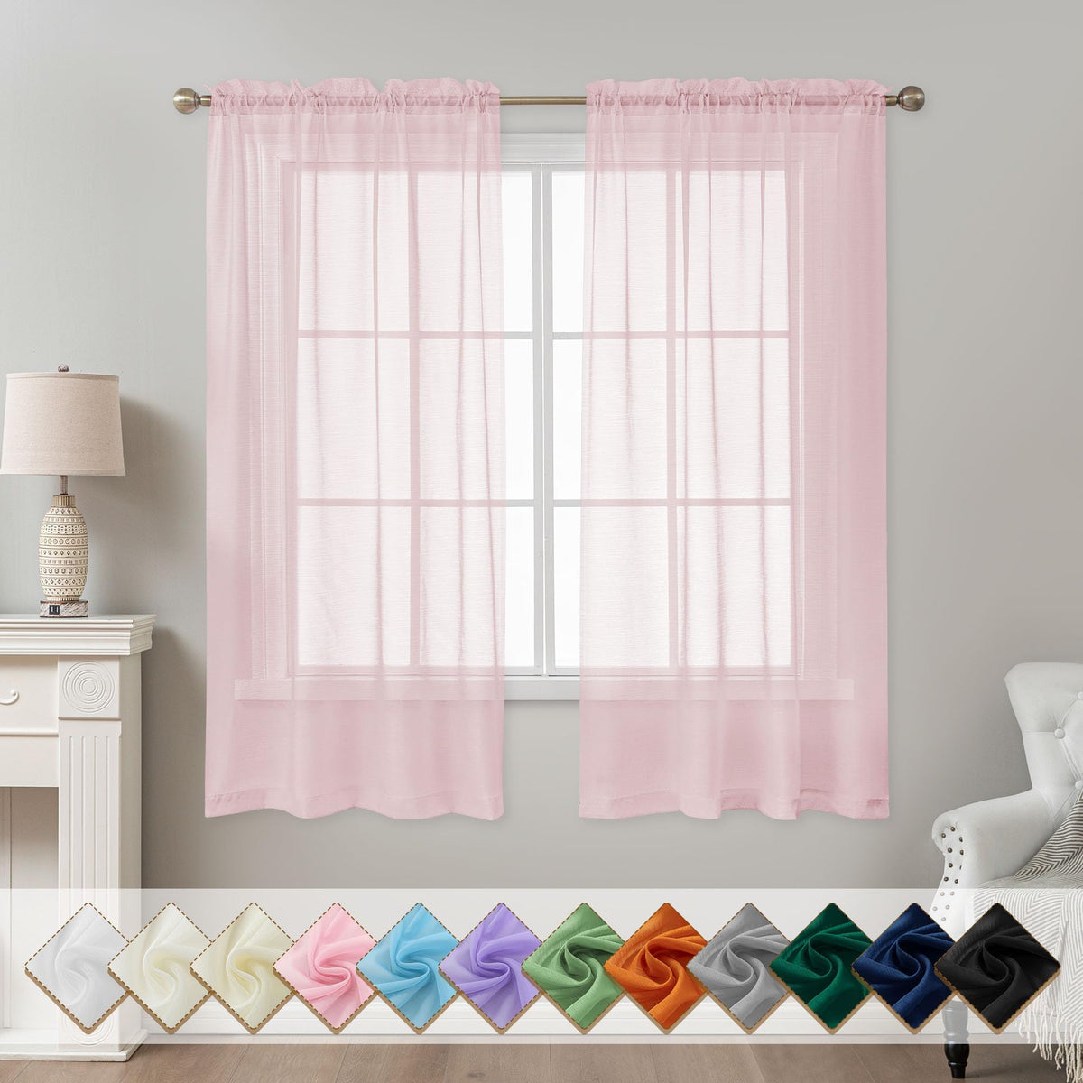 Natural Sheer Curtains 96 Inches Long Rod Pocket