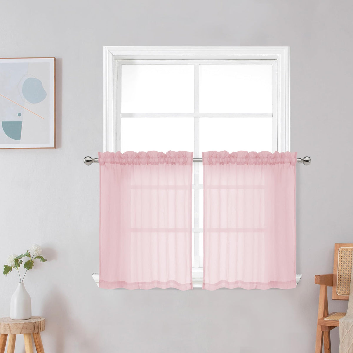 Chyhomenyc Crushed Sheer Navy Blue Curtains 84 Inch Length 2 Panels, Light Filtering Solid Crinkle Voile Lightweight Rod Pocket Sheer Curtian for Bedroom Living Room, Each 42Wx84L Inches