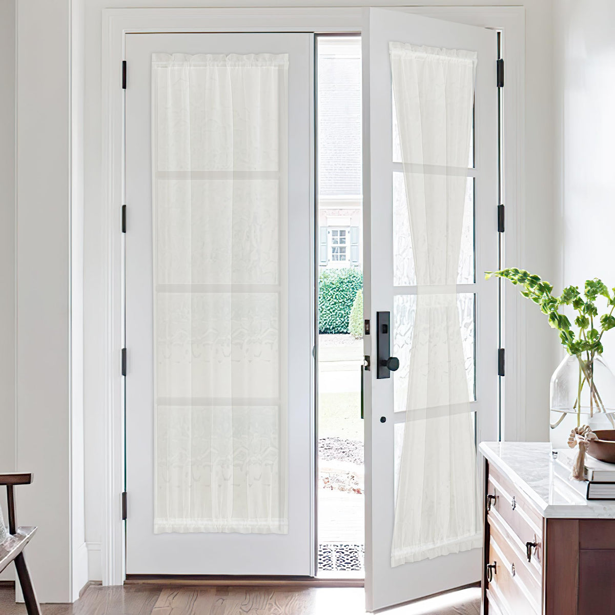 NICETOWN White 2 Panels French Door Curtains for Front Back Window Cover