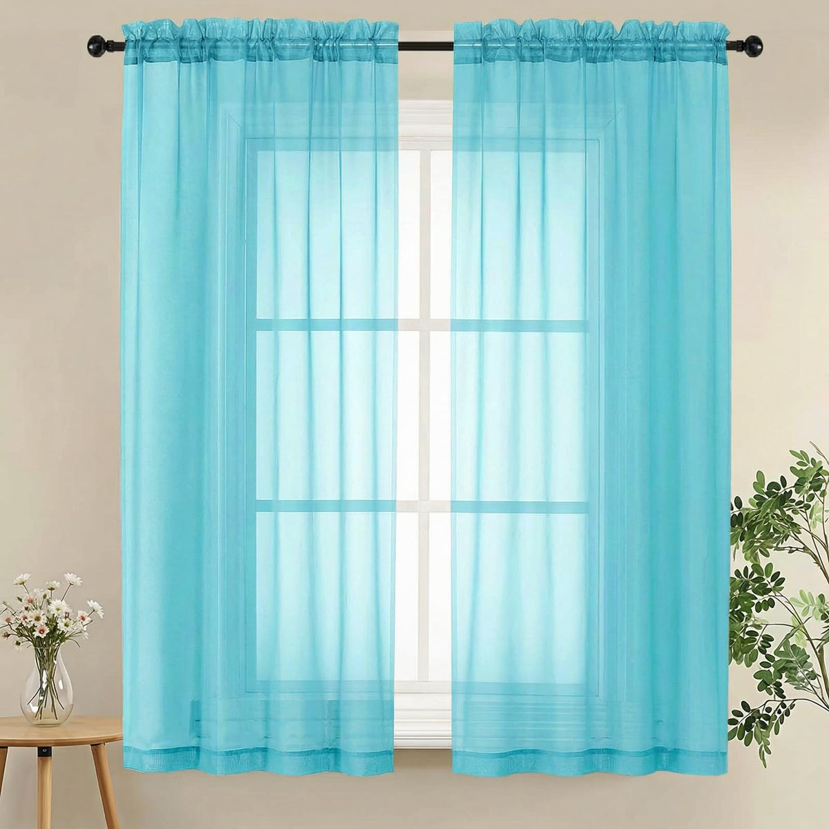 LIVEKID White Sheer Curtains 84 Inches Long 2 Panels - Light Filtering Breathable Voile Textured Sheer Curtains for Bedroom/Living Room, Rod Pocket Soft Elagant & Airy Solid Drapes, W42 x L84