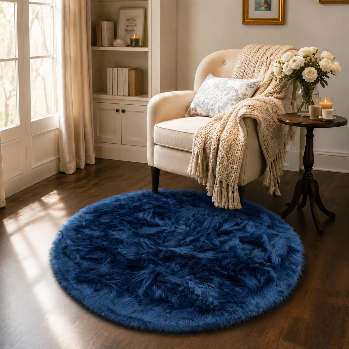 EasyJoy Ultra Soft Fluffy/Fuzzy Shaggy Area Rug Faux Fur Chair Cover Seat Pad for Bedroom Floor Sofa Living Room (2 x 6 ft Sheepskin, Beige)