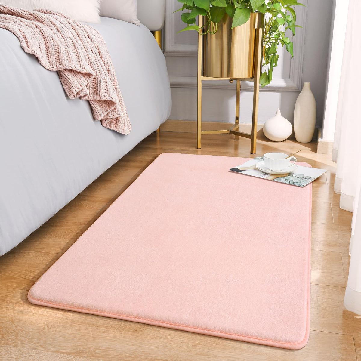 Amearea Modern Area Rugs for Bedroom Living Room, 4x6 Black Memory Foam Rug