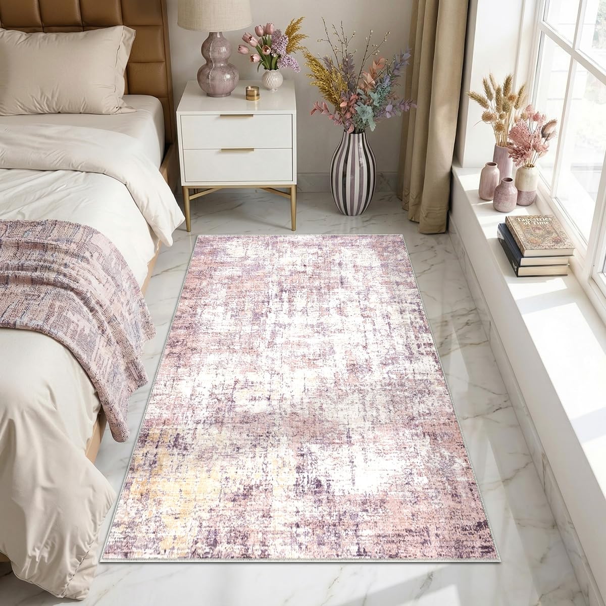 8x10 Area Rugs Living Room: Bedroom Vintage Washable Carpet Beige