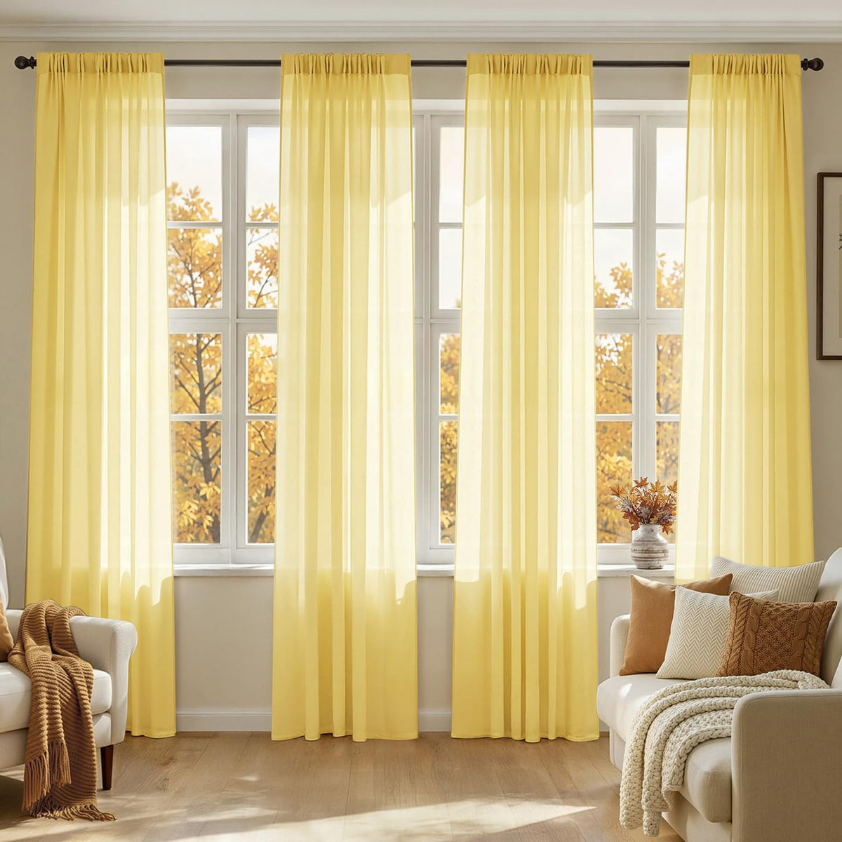 MIULEE White Sheer Curtains 84 Inches Long 4 Panels 42 x 84 Inches