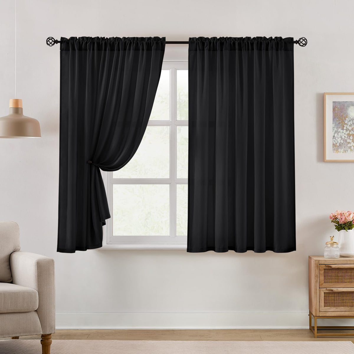 HOMEIDEAS Non-See-Through White Privacy Semi Sheer Curtains, 52 X 84 Inches