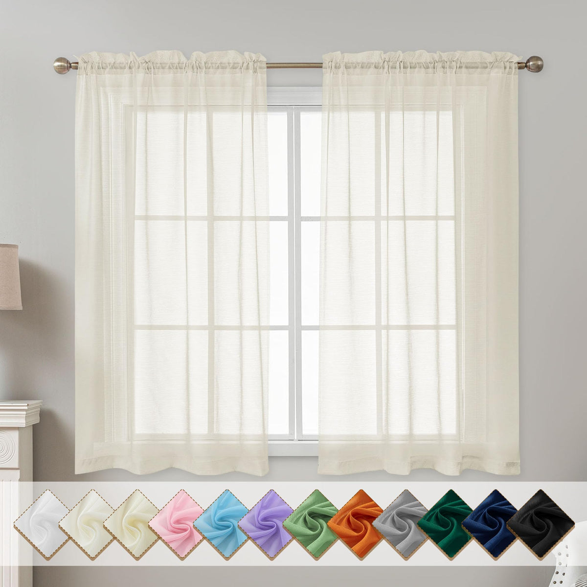 Natural Sheer Curtains 96 Inches Long Rod Pocket