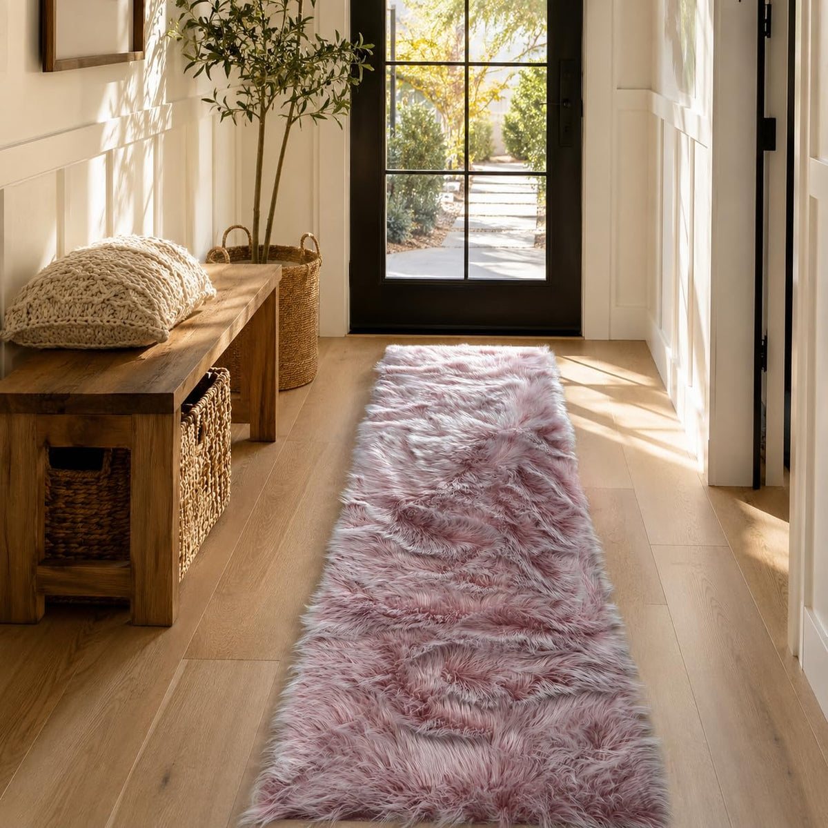 EasyJoy Ultra Soft Fluffy/Fuzzy Shaggy Area Rug Faux Fur Chair Cover Seat Pad for Bedroom Floor Sofa Living Room (2 x 6 ft Sheepskin, Beige)