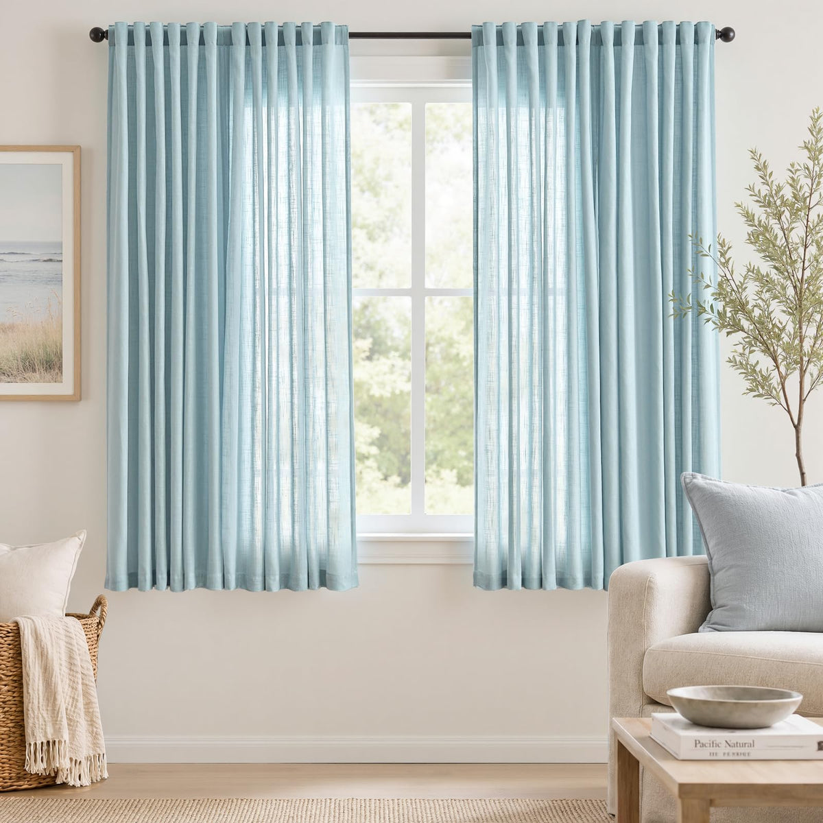 jinchan White Semi Sheer Curtains Light Filtering 84 Inches Long 2 Panels