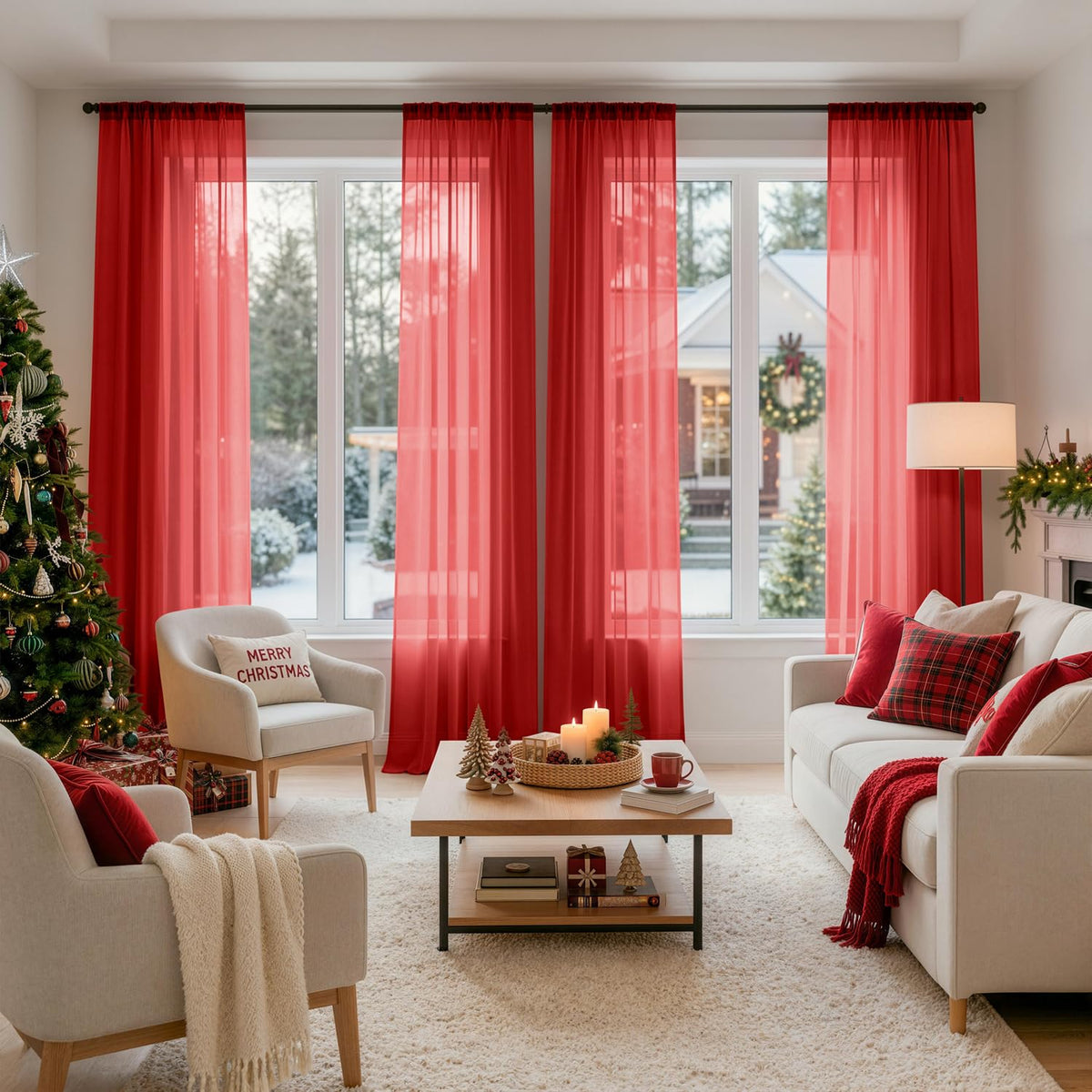 MIULEE White Sheer Curtains 84 Inches Long 4 Panels 42 x 84 Inches