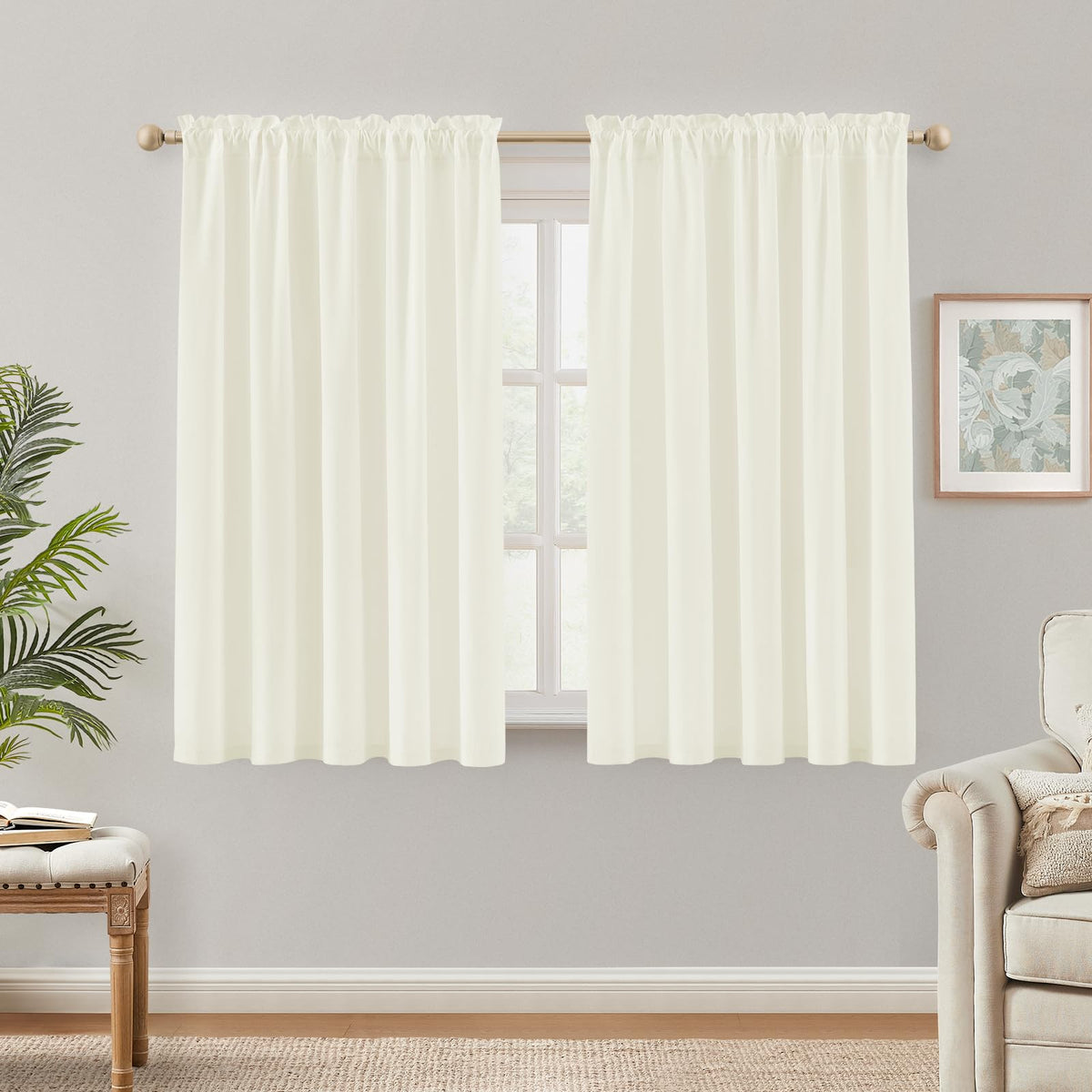 HOMEIDEAS Non-See-Through White Privacy Semi Sheer Curtains, 52 X 84 Inches