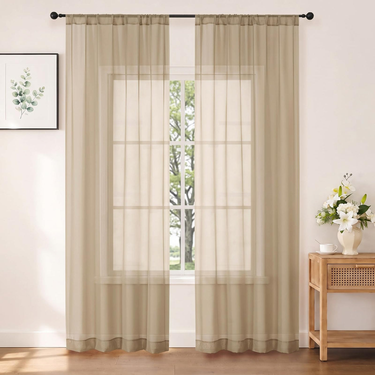 Chyhomenyc White Sheer Curtains 84 inch Long for Living Room, 2 Panels