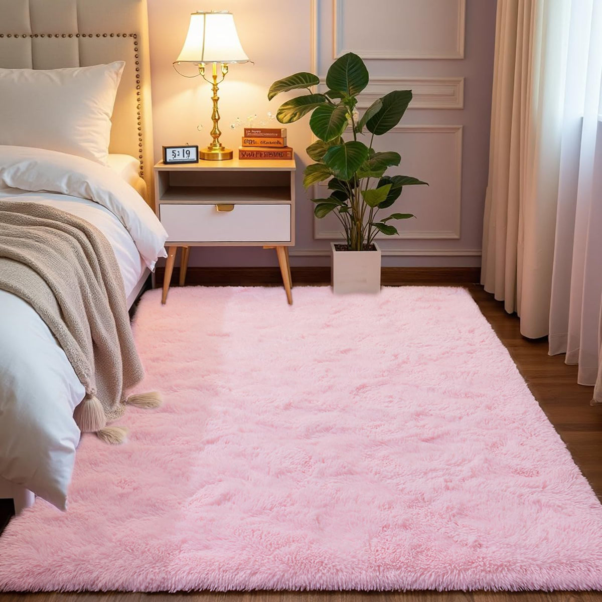 Softlife Rugs for Bedroom 4x5.3 Feet Purple Area Rug for Living Room Super Soft Shaggy Rugs for Dorm Fluffy Fuzzy Carpets Long Plush Bedside Rug Nursery Girls Boys Kids Room Home Christmas Decoration