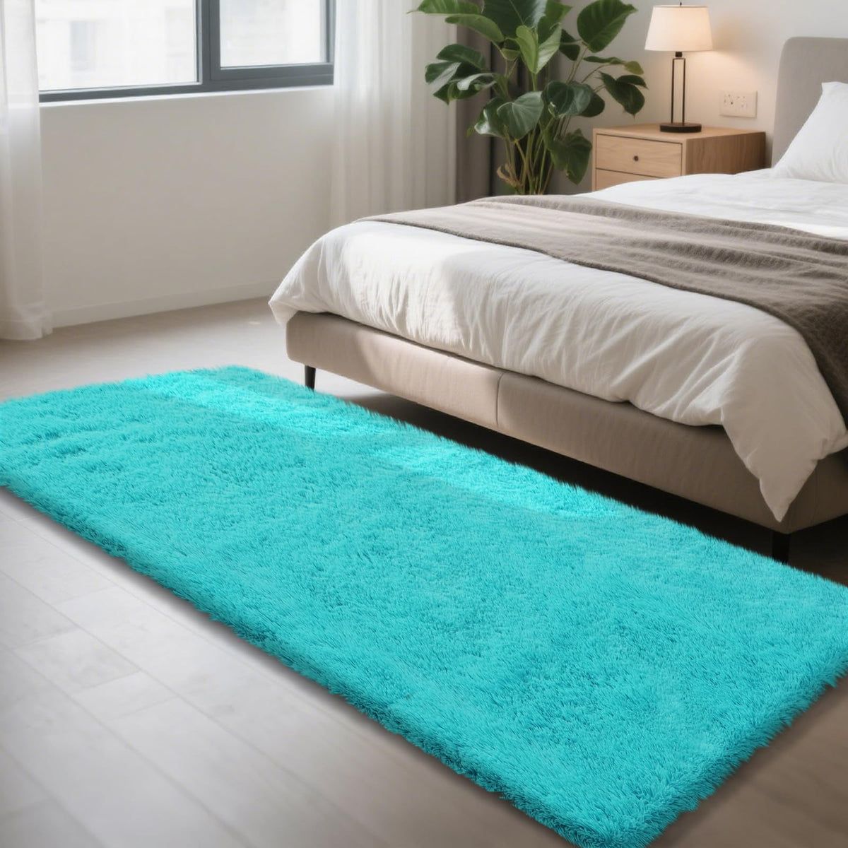 Beige 8x10 Area Rugs for Living Room, Fluffy Shag Rug Large Bedroom Carpet