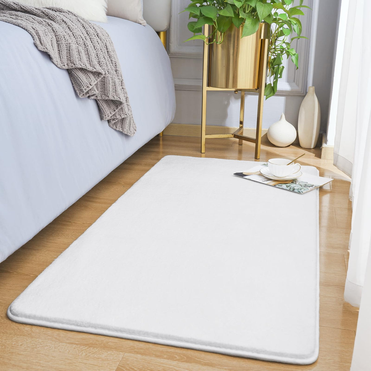 Amearea Modern Area Rugs for Bedroom Living Room, 4x6 Black Memory Foam Rug