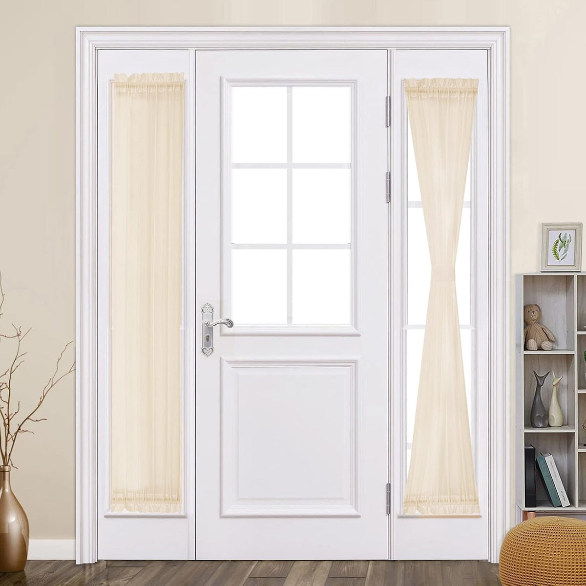 MIULEE White 54 Wide and 72 Inches Length French Door Sheer Curtains