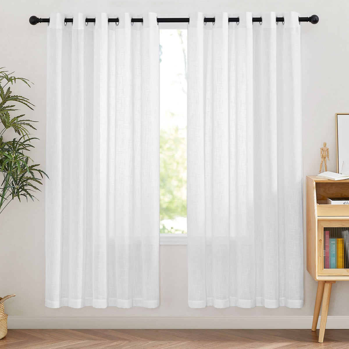 NICETOWN White Sheer Curtains for Windows 84 Inch Length, 52" W, 2 Panels