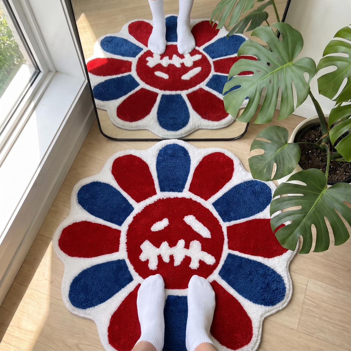 Trippy Happy Face Rug Cool Rugs Graphic Design Tufted Bathroom Rugs